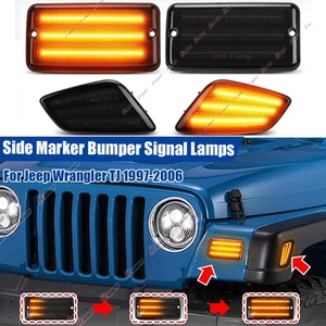 Dynamic LED Front Side Marker Bumper Signal Light For 1997-2006 Jeep Wrangler TJ - Foto 1 di 8