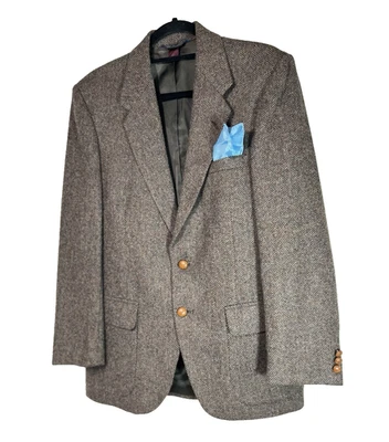 FARAH Vintage Tweed Mens 40 Regular Brown Herringbone Sport Coat Jacket - Image 1 of 4