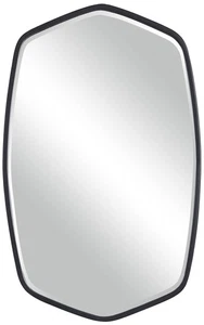 Vanity Accent Wall Mirror Beveled Satin Black Iron Frame 22 1/4" Wide Bathroom - Picture 1 of 1