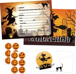 Halloween Einladungskarten Grusel Party Kinder Geburtstag Set mit Umschlägen Auf - Bild 1 von 10