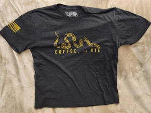 Black Rifle Coffee Company Tshirt Mens XL Gray Coffee Or Die Snake Flag Tee - Picture 1 of 8