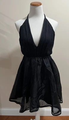 Alice & Olivia Black Silk Brooke Halter Neck Mini Dress Sz. 6 - Image 1 of 4