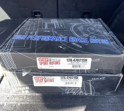 StopTech 126.47021SL + 126.47021SR Sport Slotted Brake Rotors - Front Set - Image 1 of 2