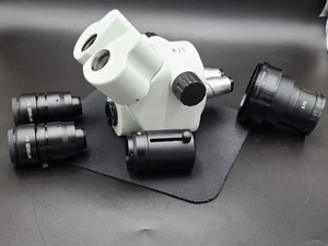 AmScope 7X-45X Simul-Focal Trinocular Zoom Stereo Microscope Head - UNTESTED - Picture 1 of 20
