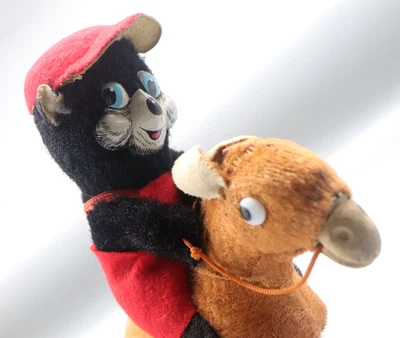 🐴 Brinquedo andador mecânico antigo do Japão cavaleiro de gato a cavalo – reparo quebrado - Imagem 1 de 4