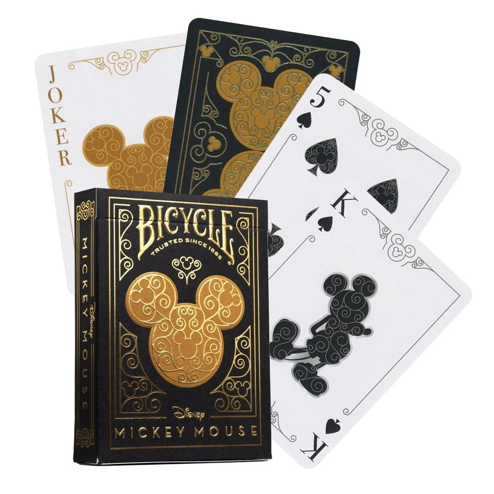 Bicycle Disney Mickey Mouse Inspired Black and Gold Playing Cards 2023