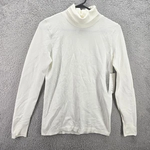 Athleta Flurry geripptes Rollkragenshirt Damen M weiß Performance Langarm - Bild 1 von 11