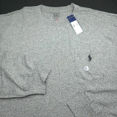 CAMISETA POLO RALPH LAUREN CREW -2XB GRANDE XXL GRIS - BOLSILLO MANGA LARGA - PONY NEGRO Foto 1 de 4
