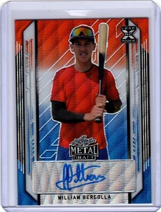 WILLIAM BERGOLA 2021 Leaf Metal Baseball Red White & Blue XRC WAVE AUTO 4/5 - Picture 1 of 3
