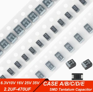 6,3V 10V 16V 25V 35V 2,2UF-470UF CASE-A/B/C/D/E Typ SMD Chip Tantal Kondensator - Picture 1 of 32