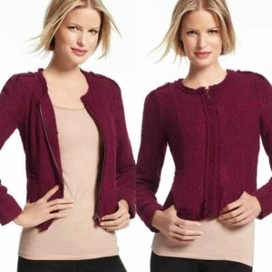 CAbi Women's Britt Boucle Tweed Jacket in Merlot - Sz 6 - Picture 1 of 8