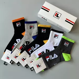 Student Mens Womens 5 Pairs Fila Socks Quarter Ankle Cotton Trainer Sports Socks - Picture 1 of 6