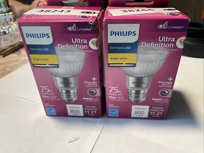 2-Philips Ultra Definition 75W Equivalent Bright White PAR20 Medium Dimmable LED - Image 1 of 4