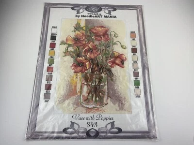 Krif  Was With Poppies Needlepoint Canvas Needleart Mania 12” By 17” Red - Image 1 of 4