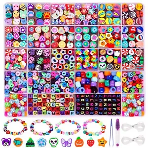 Polymer Clay Beads Charms Bracelet Kit 24 Styles Cute Butterfly Heart Animal - Picture 1 of 7