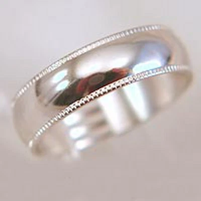 Alianza de boda acanalada de 7 mm enchapada en oro blanco de 18 quilates para hombre talla 9 10 11 12 13 nueva Foto 1 de 3