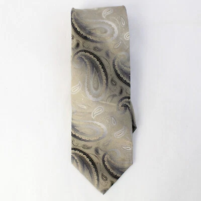 Corbata De Seda Para Hombre Van Heusen Beige Y Gris Con Diseño De Paisley 61" - Imagen 1 de 4
