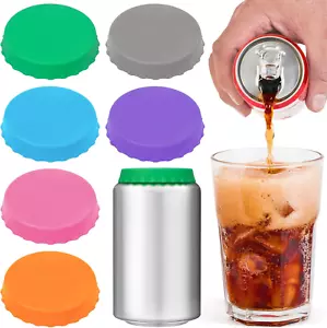 6 Pack Silicone Soda Can Cover Lids, Reusable Soda Can Lids Beer Can Covers P... - Picture 1 of 1