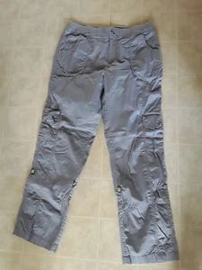   Laura Ashley Gray Roll Up Embellished Pants Size 10 - Picture 1 of 5