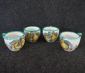 Hand Painted Art Pottery Espresso Cups Lemons Fruit Set of 4 Italy? **READ - Bild 1 von 24