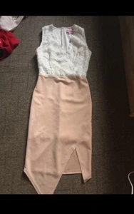 Pink Boutique Nude White Lace Midi Dress. Size 10. New With Tags - Picture 1 of 4