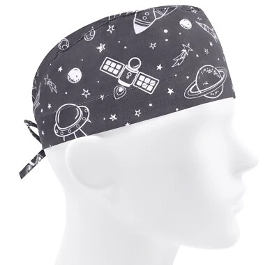 Scrub caps men, surgical cap space, scrub hats planet, nurse hat gray, spaceship - Image 1 of 3