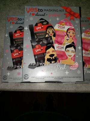 💜YES To Masking Kit. Contains 2 Peel Off Masks & 2 Paper Masks Charcoal X3 Box Foto 1 de 2