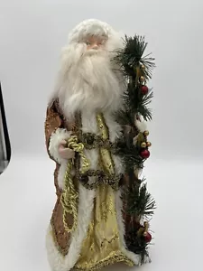 Woodland Christmas Santa Tree Topper Tabletop Figurine 16” Gold - Picture 1 of 12