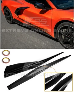 For 20-Up Corvette C8 | 5VM Style BLACK ABS Plastic Side Skirts Rocker Panels - Picture 1 of 12