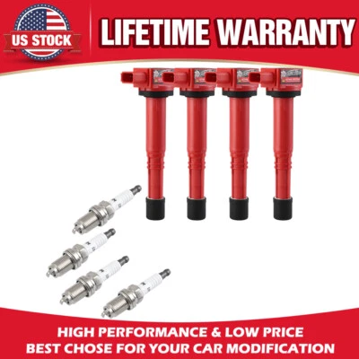 Juego de 4 bobinas de encendido y bujías para Honda CR-V Element 2002-2011 2,4 L L4 Foto 1 de 4