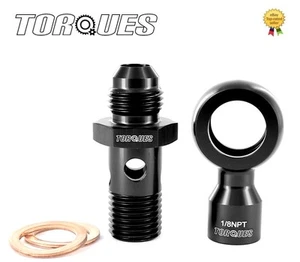 AN -6 (AN6) Male to M14x1.5 Banjo Bolt With 1/8 NPT Banjo Sensor Adapter Black - Picture 1 of 2