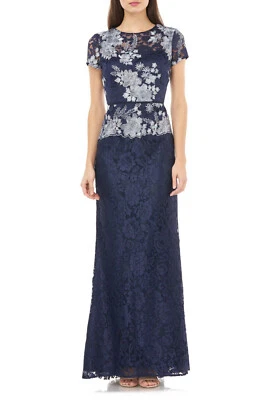 JS Collections Lace Gown, Jewel neckline, Short sleeves, Lined, Size 2, NWT - Image 1 of 3