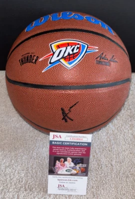 AARON WIGGINS SIGNED OKC OKLAHOMA CITY THUNDER NBA LOGO BASKETBALL 2025 JSA - Image 1 of 3