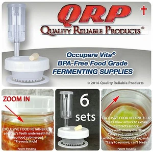 6 QRP Einmachglas Deckel FERMENTATION KITS mit EXKLUSIVEN BECHERN Lebensmittel unter Wasser halten - Bild 1 von 10