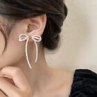 Light Luxury Tassel Long Imitation Pearl Bow Pendant Earrings Long Earrings