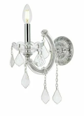 Bathroom or Dining Room French Pendant Crystal Chrome Wall sconce Light Fixture - Image 1 of 4