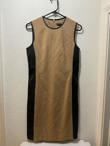 Ralph Lauren BLACK LABEL camel hair lambskin leather sleeveless Size 6 Dress - Picture 1 of 9