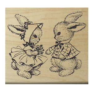 Estampilla de goma P14 Bunny friends 3x2,5" estilo victoriano WM - Imagen 1 de 1