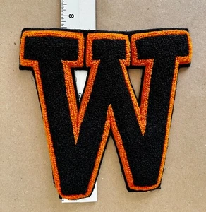Vintage Letter Jacket Patch W Black Orange Chenille Felt Wartburg College - Picture 1 of 16