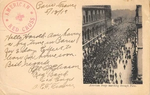 American Troops WWI Paris, France American Red Cross 1919 Vintage Postcard - Picture 1 of 2