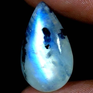 100% Natural Moonstone Black Tourmaline Pear Cab Gemstone 14.90Cts. 13x 23x 07mm - Picture 1 of 3