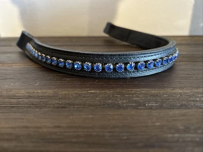 Faixa de sobrancelha preta inglesa, cristais azuis, 16 polegadas - Imagem 1 de 2
