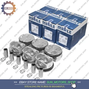 6PCS Pistons & Rings Set Mahle 10.7:1 For BMW E82 E88 E90 128i 328i 3.0L N52B30A - Picture 1 of 6