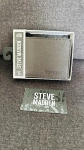 STEVE MADDEN MEN’S GENUINE LEATHER BIFOLD WALLET WITH RFID PROTECTION, Black - Picture 1 of 2