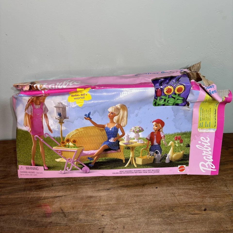 Vintage Barbie Summer Garden Playset Mattel 2002 Furniture Accessories Box Set - Image 1 of 4