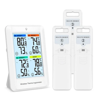 Brifit Thermometer Hygrometer mit 3 Sensoren Digital Hygrometer Innen Außen mit - Bild 1 von 4