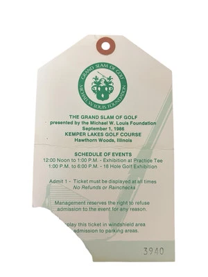 Grand Slam of Golf Kemper Lakes Course 1986 Parking Pass Greg Norman ganó CPI Foto 1 de 2
