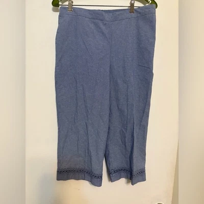 Брюки-капри Alfred Dunner синие шамбре размер 12 миниатюрные хлопок лен с вышивкой - Изображение 1 из 4
