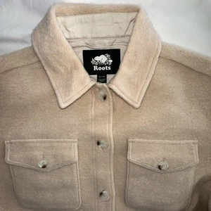 ROOTS Seymour Shacket oatmeal beige tan wool blend button coat jacket NWOT XL - Picture 1 of 17
