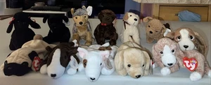 Ty Lot Of 12 Retired Dog Beanie Babies MWMT 8 - Picture 1 of 5